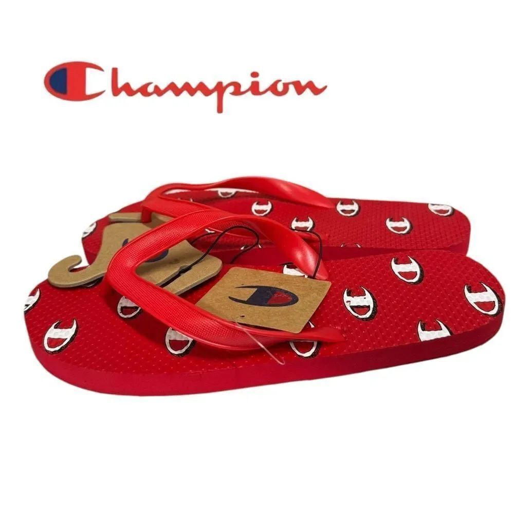 New Champion Urban Outfitters UO Men's Repeat C Red Flip Flop Sandals 8